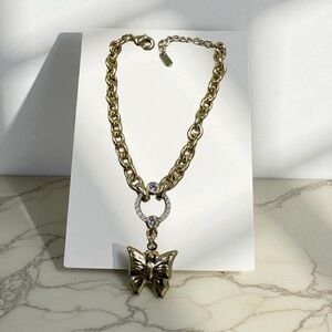 14k Gold Electroplated Butterfly Pendant Bracelet